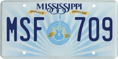 MS license plate MSF709