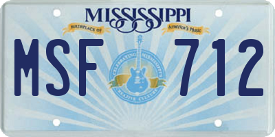 MS license plate MSF712