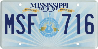 MS license plate MSF716