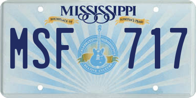 MS license plate MSF717