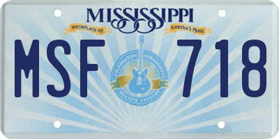 MS license plate MSF718