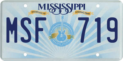 MS license plate MSF719