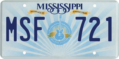 MS license plate MSF721