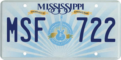 MS license plate MSF722