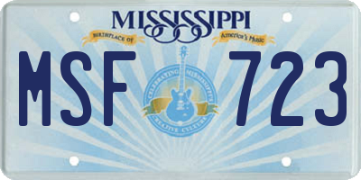 MS license plate MSF723