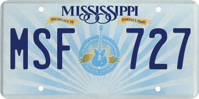 MS license plate MSF727