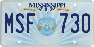 MS license plate MSF730