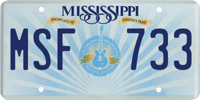 MS license plate MSF733