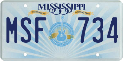 MS license plate MSF734