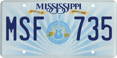 MS license plate MSF735