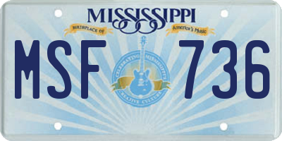 MS license plate MSF736