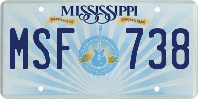 MS license plate MSF738