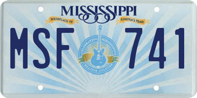 MS license plate MSF741