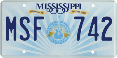 MS license plate MSF742