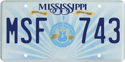 MS license plate MSF743