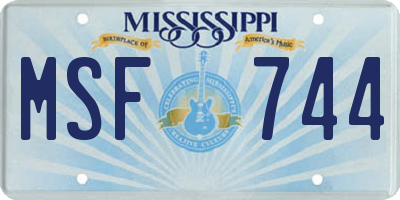 MS license plate MSF744