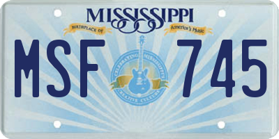 MS license plate MSF745