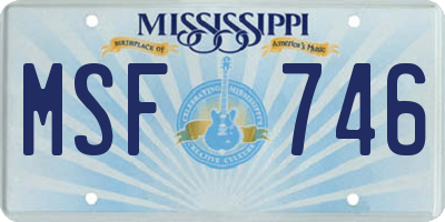 MS license plate MSF746