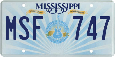 MS license plate MSF747