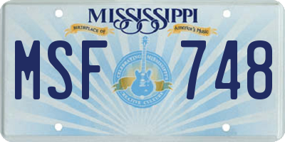 MS license plate MSF748
