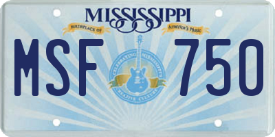 MS license plate MSF750