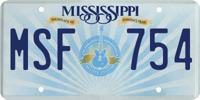 MS license plate MSF754