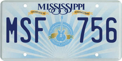 MS license plate MSF756