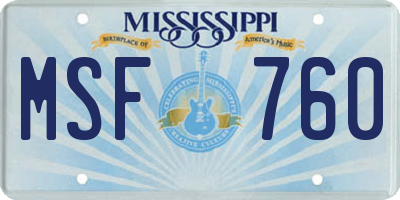 MS license plate MSF760