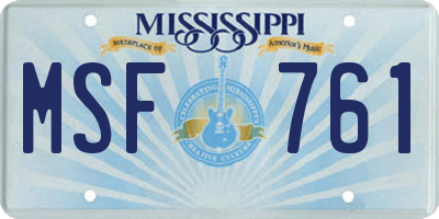 MS license plate MSF761