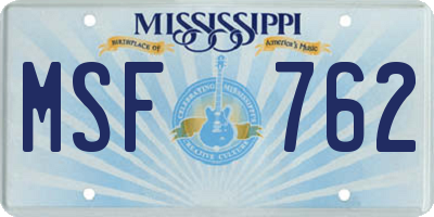 MS license plate MSF762