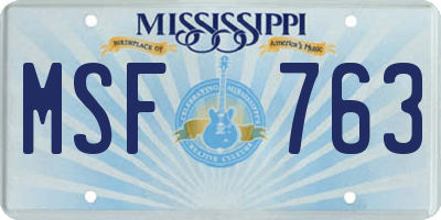 MS license plate MSF763