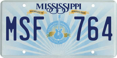 MS license plate MSF764