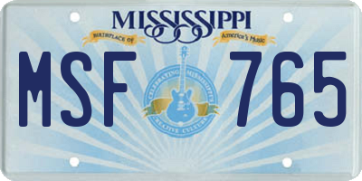 MS license plate MSF765