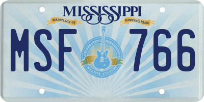 MS license plate MSF766