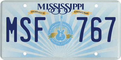 MS license plate MSF767
