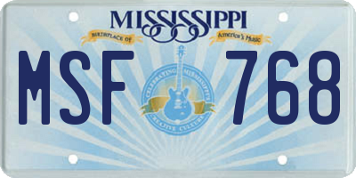 MS license plate MSF768