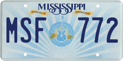 MS license plate MSF772