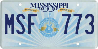 MS license plate MSF773