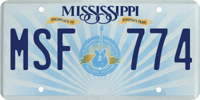 MS license plate MSF774