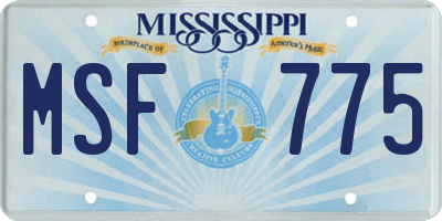 MS license plate MSF775