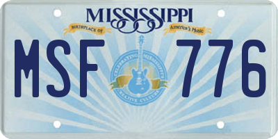 MS license plate MSF776