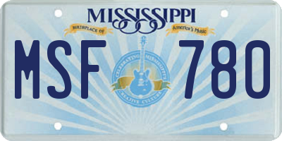 MS license plate MSF780