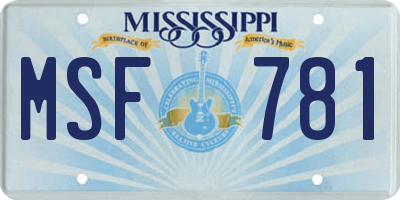 MS license plate MSF781