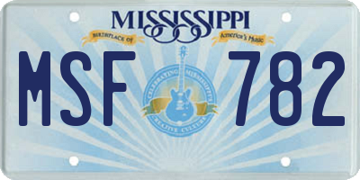 MS license plate MSF782