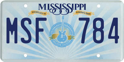 MS license plate MSF784