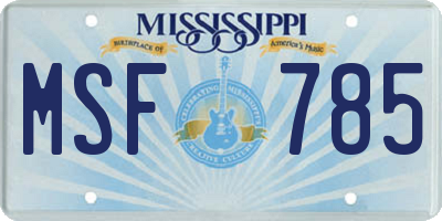 MS license plate MSF785