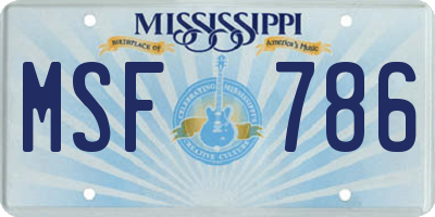 MS license plate MSF786