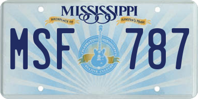 MS license plate MSF787