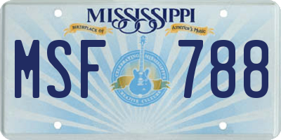 MS license plate MSF788