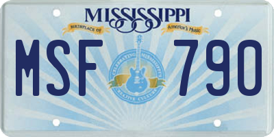 MS license plate MSF790